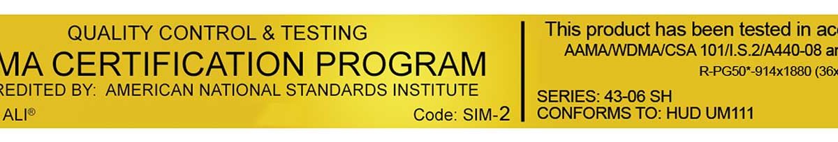 Simonton AAMA Gold Certification Simonton AAMA Gold Certification