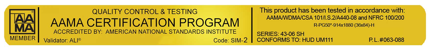 Simonton AAMA Gold Certification
