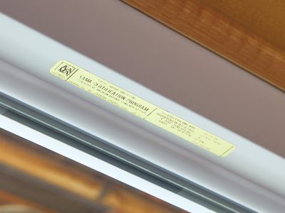 Simonton Madeira Windows Interior AAMA Sticker Closeup Simonton Madeira Windows Interior AAMA Sticker Closeup